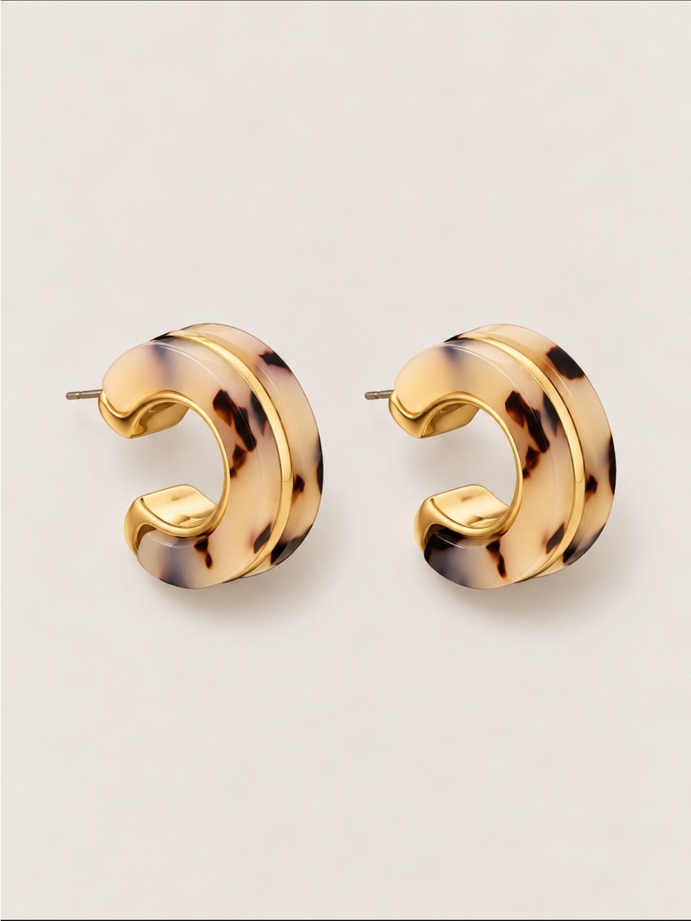 New! Tortoiseshell Gold Hoop Earrings NWOT